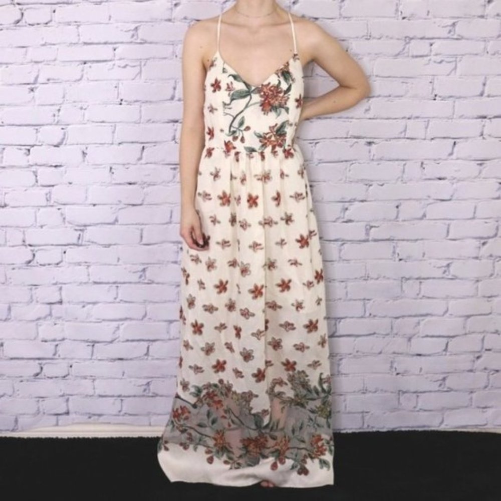 NWT BCBGeneration floral maxi open back dress c1